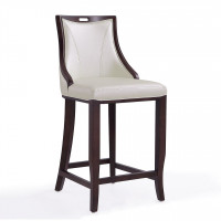 Manhattan Comfort BS008-PW Emperor 41 in. Pearl White and Walnut Beech Wood Bar Stool